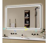 Archaluxe Specchio bagno 70x100 cm, specchio bagno con luce Bluetooth, anti-appannamento, dimmerabile, 3 Colori Di Luce Regolabili LED, specchio da bagno grande con touch,Orizzontale/Verticale