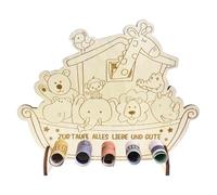 Arche Noah, regalo per battesimo in legno, 15,5 x 16,2 cm, regalo per battesimo per ragazze, ragazzi, unisex, battesimo