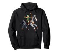 Archer Riding Horse Block Style Graphic per Pixel Art Gamer Felpa con Cappuccio