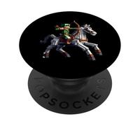 Archer Riding Horse Block Style Graphic Per Pixel Art Gamer PopSockets PopGrip Adesivo