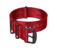 Archer Watch Straps - Cinturini NATO in Nylon Tipo Cintura di Sicurezza (Rosso/Metallo nero, 22mm)