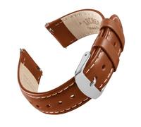 Archer Watch Straps - Cinturini per Orologi a Sgancio Rapido in Pelle Pieno Fiore (Cognac/Cucitura Bianco Naturale, 22mm)