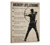 Archery Wall-Art Canvas Print Vintage Style Motivational Poster Focus Discipline Lessons for Man Cave Bedroom Living Room Decor(Framed,16x24inch(40x60cm))