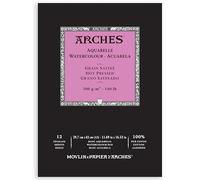 ARCHES Aquarelle 100% Satin 300g Bloc Incollaggio A3 12 Fogli Bianco Naturale, Colore, A1795099