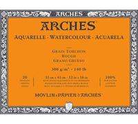 Arches Blocco Per Acquerello Incollato 4 Lati (20 Fogli) - Grana Torchon - 300 G/Mq - 31 X 41 cm