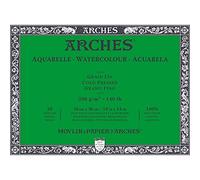 Arches Aquarelle - Blocco 20 fogli 26 x 36 incollato 4 lati - 300 g/m² - Grana fine, bianco naturale, 4 bordi francesi