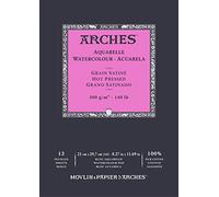 ARCHES Blocco Enc 21x29,7 12H Aquarelle 100% Satin 300g Blanc Nat, Colore Bianco Naturale, A1795096