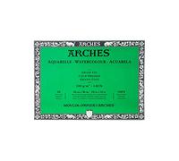 Arches Blocco Per Acquerello Incollato 4 Lati (20 Fogli) - Grana Fina - 300 G/Mq - 26X36 cm
