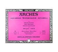 Arches Blocco Per Acquerello Incollato 4 Lati (20 Fogli) - Grana Satinata - 300 G/Mq- 46 X 61 cm