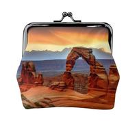 Arches National Park Piccolo portamonete per donne, Kiss-Lock portafoglio in pelle carino portamonete mini portamonete portachiavi