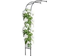 Archi da giardino a metà lato contro il muro traliccio da giardino, pergola in metallo, robusto pergolato per casa cortile e giardino, altezza 240 cm, decorazione per arco nuziale all'aperto (nero