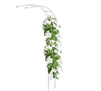 Archi da giardino a metà lato contro il muro traliccio da giardino, pergola in metallo, robusto pergolato per casa cortile e giardino, altezza 240 cm, decorazione per arco nuziale per esterni (bianco