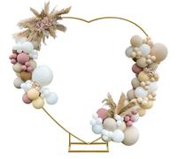 Archi nuziali a forma di cuore per cerimonia Supporto per sfondo ad arco dorato, struttura ad arco per palloncini a forma di cuore in metallo con base per matrimonio