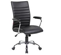 Sedia Poltrona direzionale con braccioli da Ufficio In Eco Pelle Archimede San Francisco seduta 48-58 cm peso 12,4 kg Altezza minima 50 max 60 cm colore nero nero
