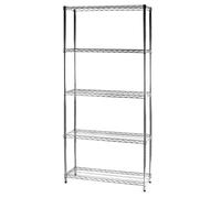 Archimede Sistema Componibile, Scaffale Cinque Ripiani, Grigio (Cromato), 91 x 36 x 200 cm