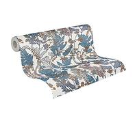 Architects Paper Carta Da Parati Floreale Floral Impression tessuto non tessuto 10.05 m x 0.53 m Blu Crema Beige Prodotto in Germania 377517 37751-7