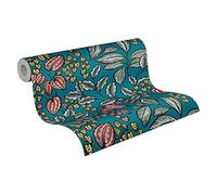 Architects Paper Carta Da Parati Floreale Floral Impression tessuto non tessuto 10.05 m x 0.53 m Blu Giallo Rosso Prodotto in Germania 377542 37754-2