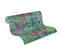 Architects Paper Carta Da Parati Floreale Floral Impression tessuto non tessuto 10.05 m x 0.53 m Verde Lilla Grigio Prodotto in Germania 377516 37751-6