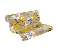 Architects Paper Carta Da Parati Floreale Jungle Chic tessuto non tessuto 10.05 m x 0.53 m Giallo Grigio Nero Prodotto in Germania 377013 37701-3