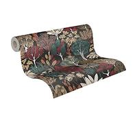 Architects Paper Carta Da Parati Jungle Floral Impression tessuto non tessuto 10.05 m x 0.53 m Nero Verde Rosso Prodotto in Germania 377576 37757-6