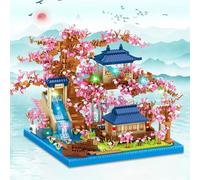 Architecture Stagno dei Fiori di Pesco Set 3812 pezzi, Blocchi da Costruzione in Stile Cinese Miniatura Sakura con Illuminazione a LED, Decorazione per la Casa, Idee Regalo per Adulti, Donna o Uomo