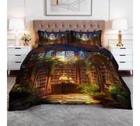 Architettura Biblioteca Vetrate Trapunta Invernale Matrimoniale Imbottita in Morbida Microfibra, Piumone Letto Autunno Inverno Traspirante Anallergico Fantasia 2 Piazze, 180 x 200 cm, Giallo Verde