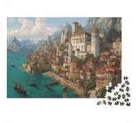 Architettura di città medievale Puzzle 1000Pcs Decorazione Per La Casa. Rilassamento E Intelligence Per Adulti E Bambini Da 14 Anni 70x50cm/1000pcs