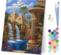 Architettura Dipingere con i Numeri Adulti con Telaio, Dipingere con i Numeri Albero, Fai da te Paint by Numbers Kits con 3 Pennelli e Pigmento Acrilico, pour Decorazioni Casa Regalo 50x65cm A-9194
