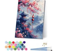 Architettura Dipingere con i Numeri Adulti con Telaio, Dipingere con i Numeri Fiore, Fai da te Paint by Numbers Kits con 3 Pennelli e Pigmento Acrilico, Decorazioni Casa, Regalo Donna 50x65cm 9-9474