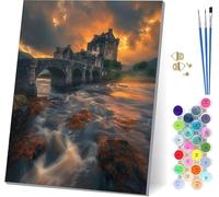 Architettura Dipingere con i Numeri Adulti con Telaio, Dipingere con i Numeri Paesaggio, DIY Paint by Numbers Kits con Pennelli e Pigmento Acrilico, Decorazioni Casa, Regalo Donna 40x50cm B-5732