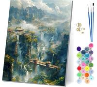 Architettura Dipingere con i Numeri Adulti con Telaio, Dipingere con i Numeri Paesaggio, DIY Paint by Numbers Kits con Pennelli e Pigmento Acrilico, Decorazioni Casa, Regalo Donna 40x50cm 7-1308