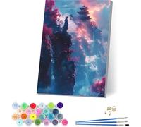 Architettura Dipingere con i Numeri Adulti con Telaio, Dipingere con i Numeri Paesaggio, Fai da te Paint by Numbers Kits con 3 Pennelli e Pigmento Acrilico,Decorazioni Casa Regalo 40x50cm Z-1817