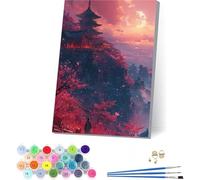 Architettura Dipingere con i Numeri Adulti con Telaio, Dipingere con i Numeri Paesaggio, Fai da te Paint by Numbers Kits con 3 Pennelli e Pigmento Acrilico, Decorazioni Casa Regalo 50x65cm 3-9126