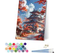 Architettura Dipingere con i Numeri Adulti con Telaio, Dipingere con i Numeri Paesaggio, Fai da te Paint by Numbers Kits con 3 Pennelli e Pigmento Acrilico,Decorazioni Casa Regalo 50x65cm 3-6698