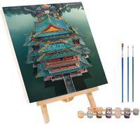 Architettura Dipingere con i Numeri Adulti con Telaio, Paint by Numbers Fiume, DIY Dipingere con i Numeri Kit con 3 Pennelli e Vernice Acrilica, Decorazione Casa, Regalo Donna 100x130cm V-6702