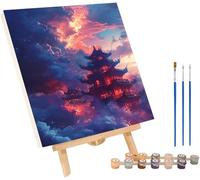 Architettura Dipingere con i Numeri Adulti con Telaio, Paint by Numbers Nuvola, DIY Dipingere con i Numeri Kit con 3 Pennelli e Vernice Acrilica, Decorazione Casa, Regalo Donna 40x50cm S-2163