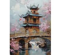 Architettura Dipingere Con I Numeri Adulti, Dipingere Con I Numeri Paesaggio, Fai Da Te Paint by Numbers Kits Con Pennelli e Vernice Acrilica, Hobby Passatempo per Adulti, Decor Casa, 50x70cm C-9115