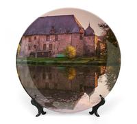 Architettura Edificio Vecchio Piatti Decorativi Commemorativi per Decorazione da Parete 10" Ceramica Collezione Festività Festa Matrimonio Piatto in Porcellana con Supporto Espositore Decor