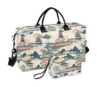 Architettura giapponese Borsa da viaggio decorativa Borsa da viaggio Tote Gym Bag con Toiletry Bag per Sport Pieghevole bolsas para viajar