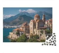 Architettura greca medievale, Città costiera Puzzle Sostenibili Con Motivi Per Adulti Da Gioco in Legno Di Alta Qualità 1000pcs (75x50cm)