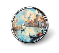 Architettura Italiana Venezia Spilla Rotonda Spilla Pin Risvolto Spille Cravatta Vestito Vestito Accessori Matrimonio Compleanno per Uomo Donna, Circular, Metallo