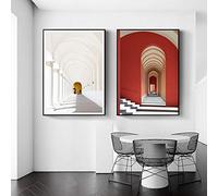 Architettura moderna Paesaggio Tela Pittura Estensione spaziale Edificio Wall Art Poster e stampa Corridoio moderno Decorazioni per la casa 60x90cmx2 Senza Cornice