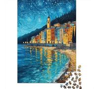 Architettura sul Mare Jigsaw Una Notte Calda Puzzle in Legno 1000Pcs Collection Divertimento Per Adulti Rilassamento E Intelligence Impossible Puzzle 1000pcs (75x50cm)