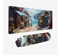 Architettura Tappetino Mouse XXL 600x300X3MM, Tappetino Mouse Oceano Motivo Disegno, Desk Pad con Base in Gomma Antiscivolo,per Presa Stabile su Superfici Lisce Mousepad con Bordi Cuciti per Computer