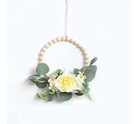 Architrave Fiore Perline di Legno Decorazione da Parete Ins Fiori Finti Ghirlanda Rotonda Mano Bouquet-huangshan tè Piccola Perlina di Legno 20 cm Ghirlanda Anello Decorazioni Autunnali