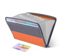 Archiviatore a fisarmonica con cerniera, 13 tasche, 5 colori, organizer per documenti a fisarmonica con cerniera, con linguette, formato A4, organizer per raccoglitori di documenti, arancione