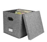 Archiviazione 'organizzatore Record | Porta Record Portatile Robusto Impilabile Box Di Archiviazione In Vinile Con Coperchio | L'archiviazione Di Album Portatile Con Cartone Da Etichetta Clear Può