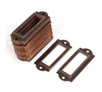 archivio libreria cassetto supporto etichetta metallo tono rame 50x