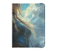 Arcieri Gioco Anime Ragazza Blu Cuoio decorativo famiglia passaporto titolare Documenti di Viaggio Organizzatore Protector Copertura del passaporto con RFID Blocco Impermeabile, Arcieri gioco anime