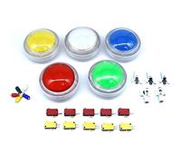 Arcity 5 Pz 100mm Arcade Pulsante LED Dome Illuminato 4 Pollici Convesso con Microswitch per Jamma MAME Pop'n Music Game Machine Cabinet Console 5 Colori Durevole Nuovo